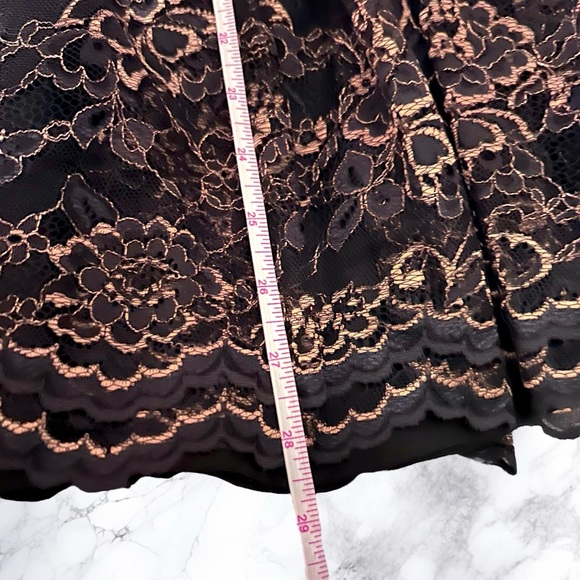 LAUREN RALPH LAUREN Skirt Womens 14 Black Gold Lace Tier MIDI Cocktail - Picture 11 of 14